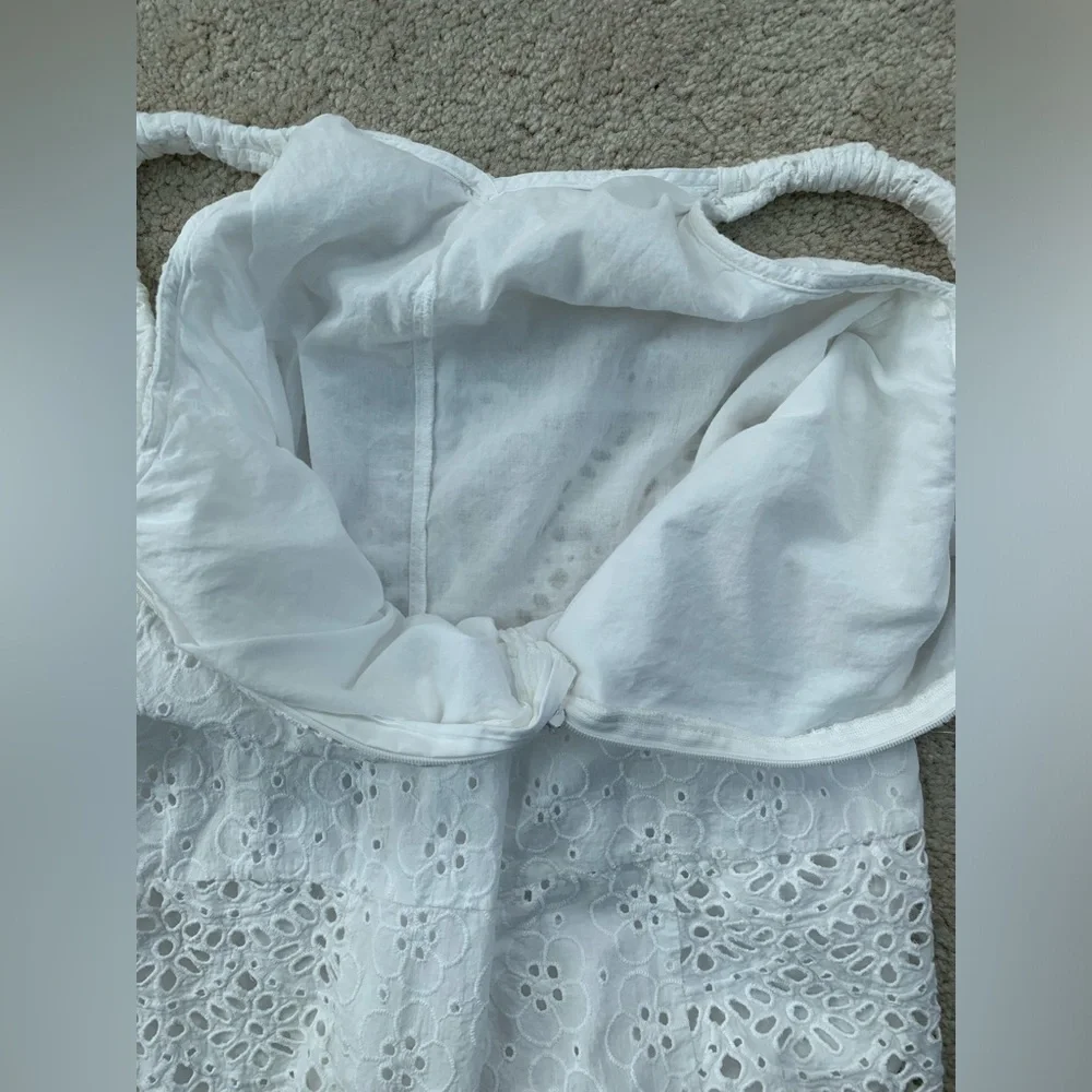 Zara Size 9 White Eyelet Jumpsuit Romper